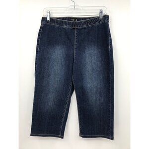 Susan Graver Pull-On Capri Denim Jeans Pant Size 8